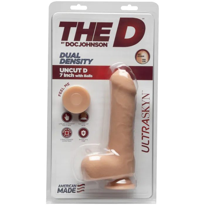 Фалоімітатор Doc Johnson The D - Uncut D - 7 Inch With Balls ULTRASKYN діаметр 45 см необрізаний — фото 2