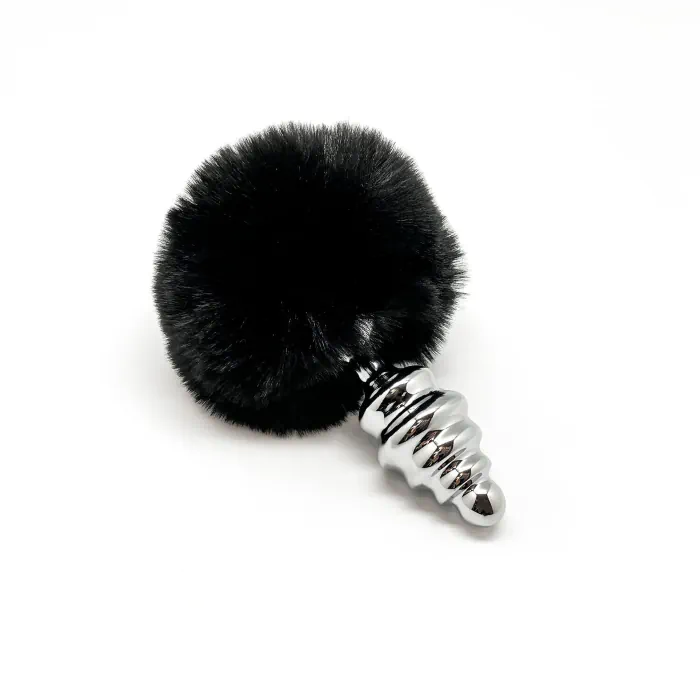 Анальна пробка Alive Fluffy Twist Plug M Black — фото 2