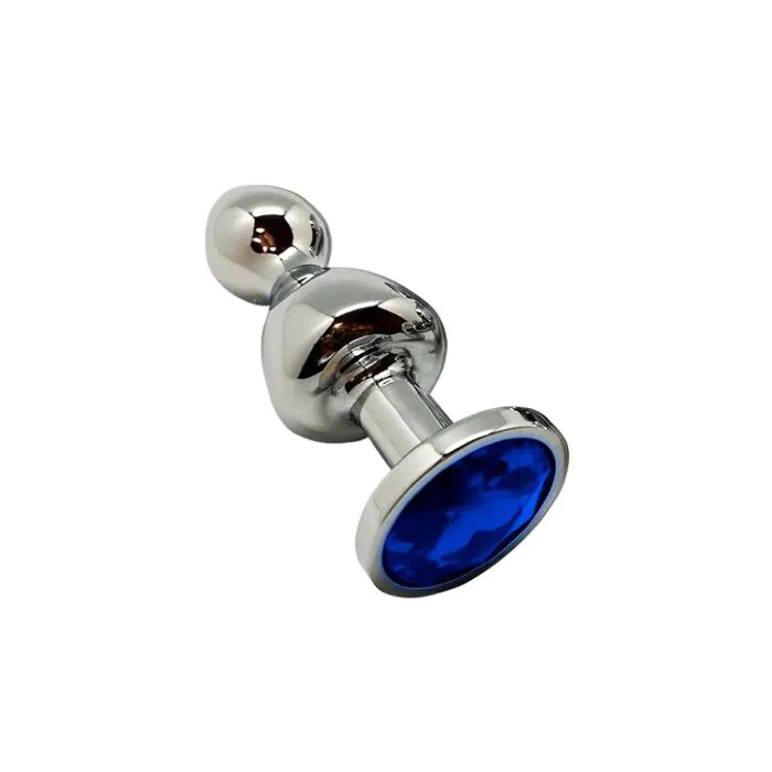 Металева анальна пробка Wooomy Lollypop Double Ball Metal Plug Blue S