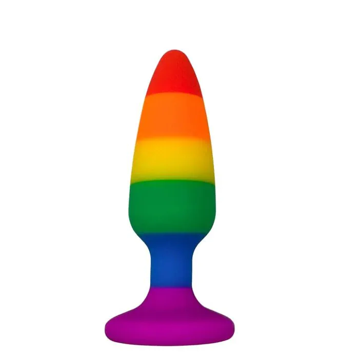 Силіконова анальна пробка Wooomy Hiperloo Silicone Rainbow Plug M