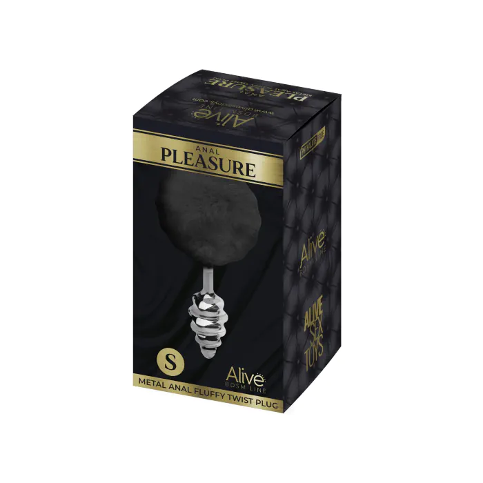 Анальна пробка Alive Fluffy Twist Plug S Black — фото 3