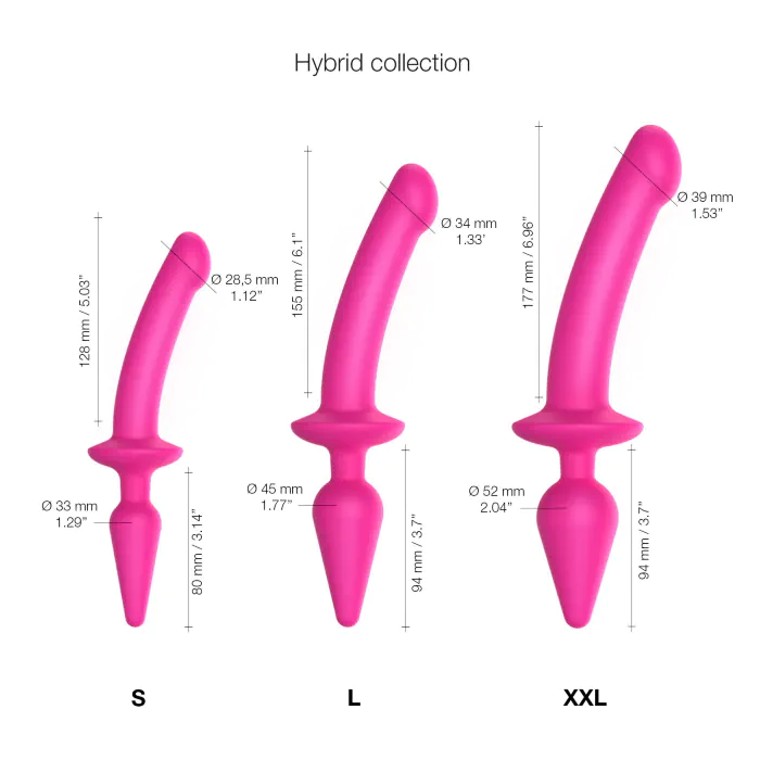 Анальна пробка з дилдо 2в1 Strap-On-Me Switch Plug-In Dildo Fuchsia L — фото 4
