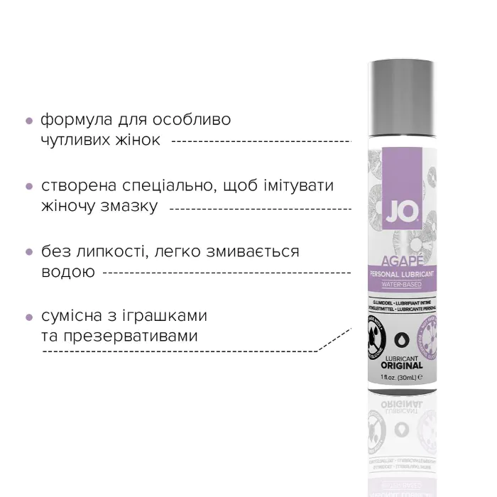 Лубрикант на водній основі JO Agape Original 30 мл — фото 4
