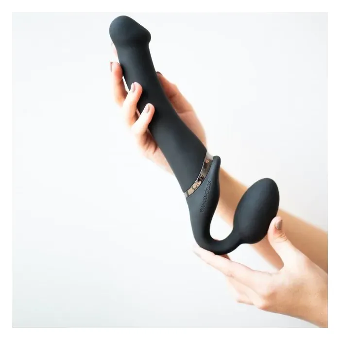 Безремневий страпон із вібрацією Strap-On-Me Vibrating Black L — фото 5