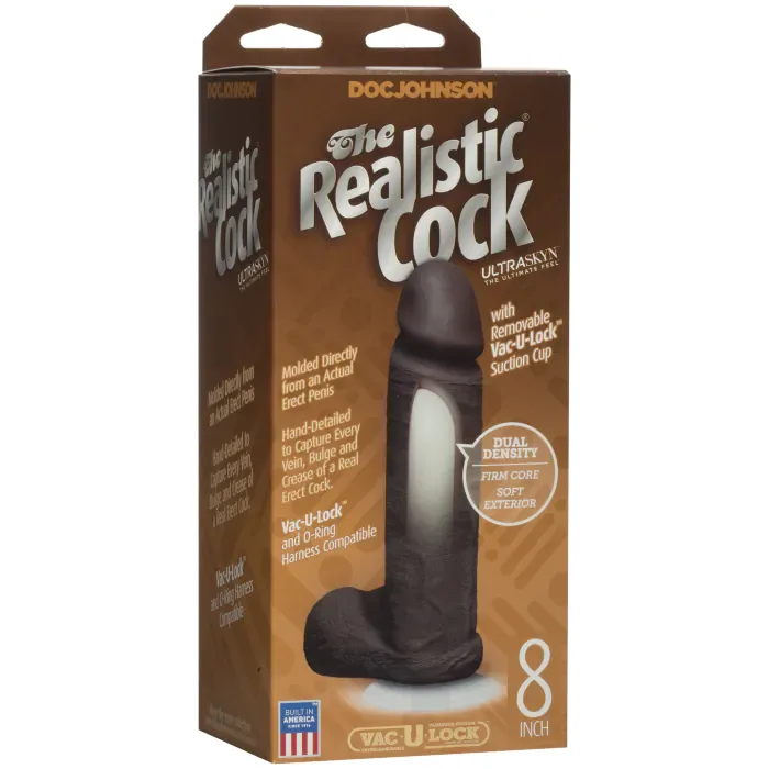 Фалоімітатор Doc Johnson Realistic Cock 8 inch Black - ULTRASKYN Vack-U-Lock діаметр 51 см — фото 3