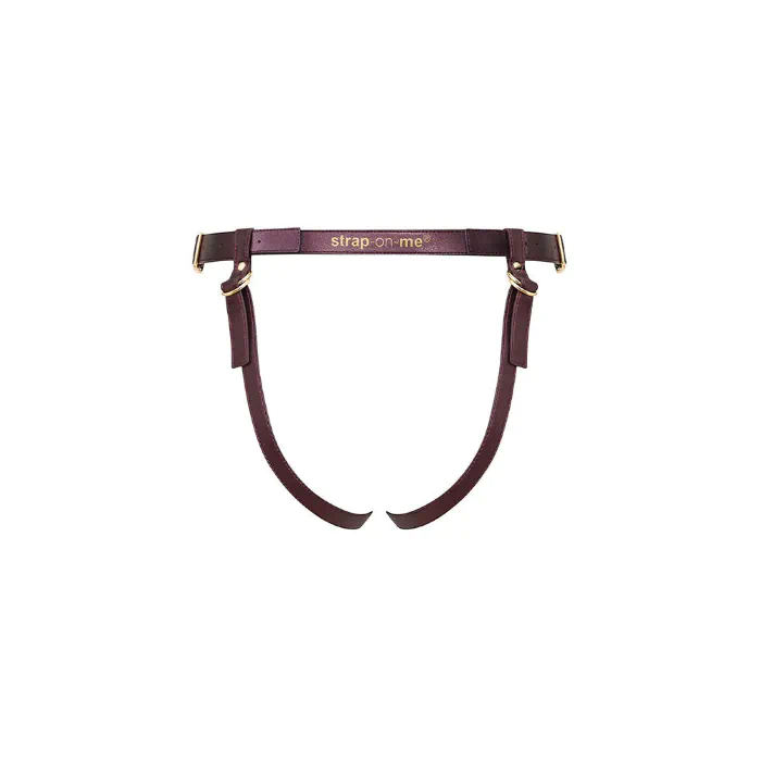 Трусики для страпона Strap-On-Me Leatherette Harness Generous One Size Aubergine — фото 2