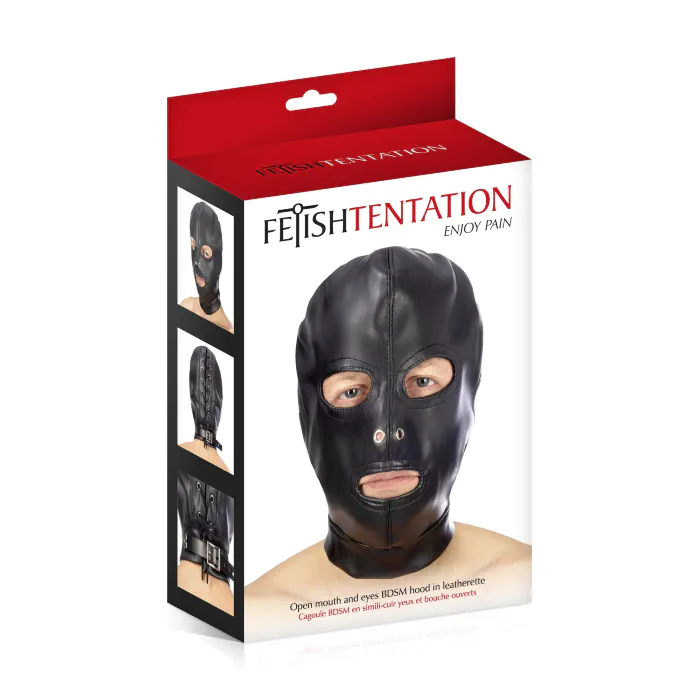 Маска для БДСМ з відкритими очима та ротом Fetish Tentation — фото 3