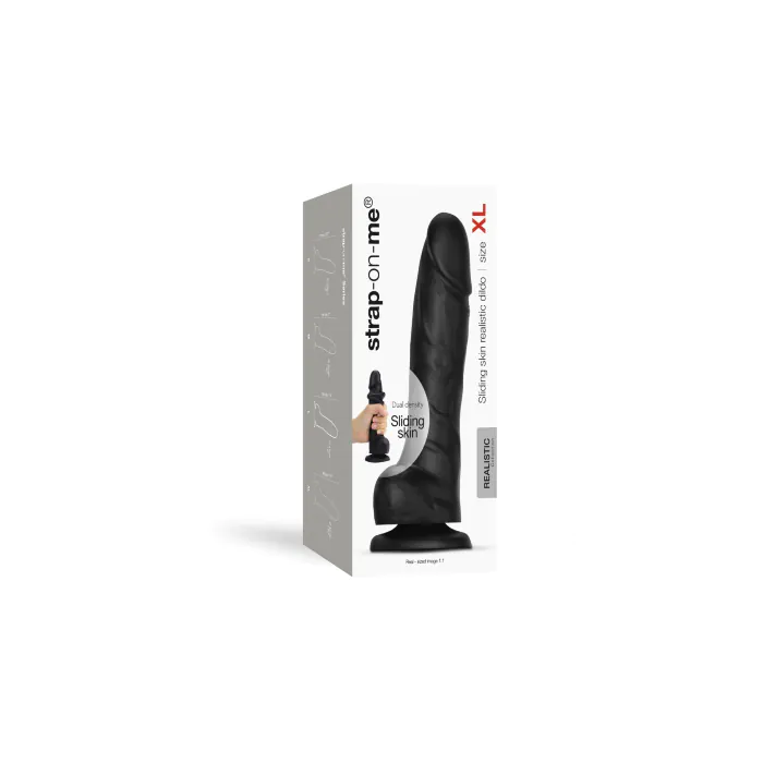 Реалістичний фалоімітатор Strap-On-Me Sliding Skin Realistic Dildo Black XL — фото 8