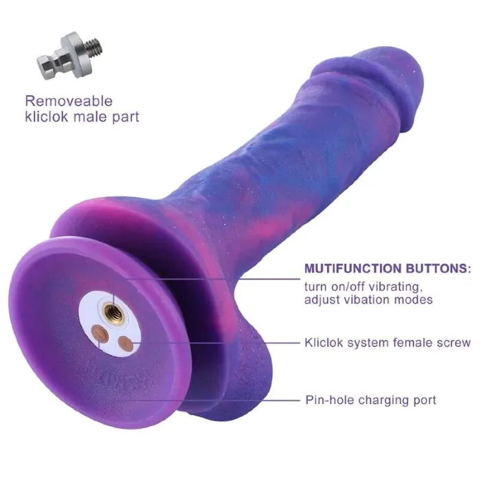 Фалоімітатор 8.2″ з вібрацією для секс-машин Hismith Purple Silicone Dildo with Vibe — фото 8