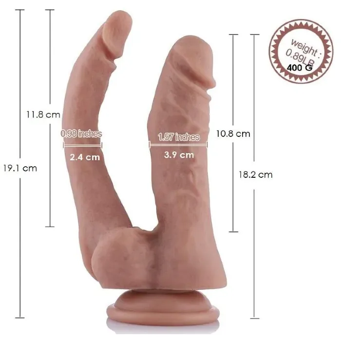 Подвійний фалоімітатор Hismith 9.8" Double Penetrator Silicone Dildo — фото 3
