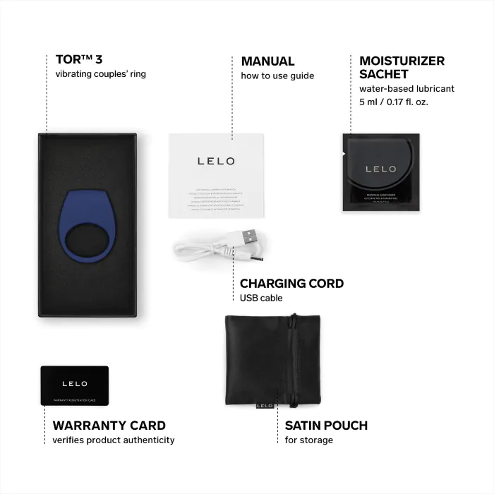 Смарткільце з вібрацією Lelo Tor 3  Base Blue — фото 4