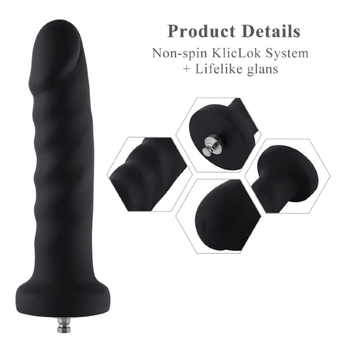 Силіконовий фалоімітатор для секс-машин Hismith 7.1″ Anal Dildo Black — фото 2