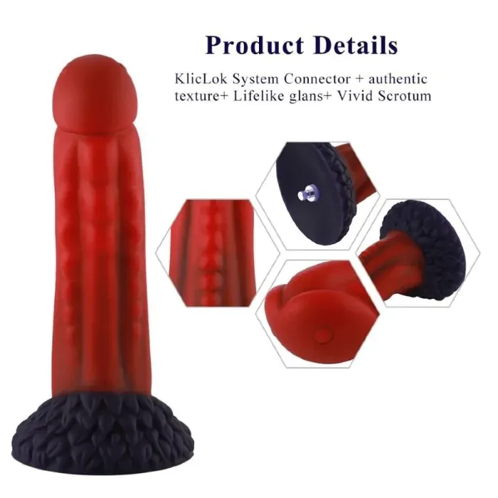 Дилдо Hismith 8.35" Curved Silicone Dildo Red Monster Series — фото 7