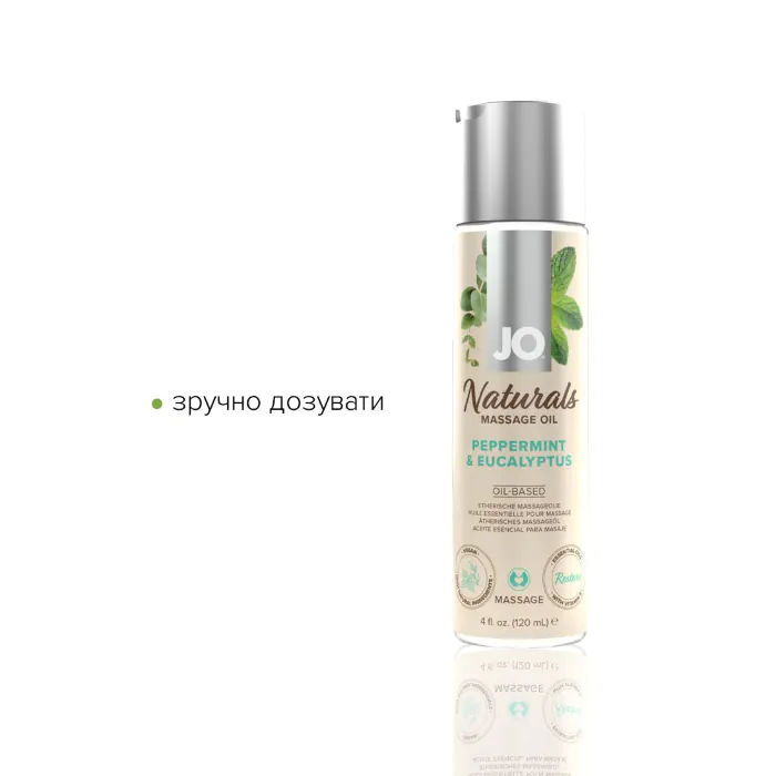 Масажне масло JO Naturals Peppermint & Eucalyptus 120 мл — фото 4