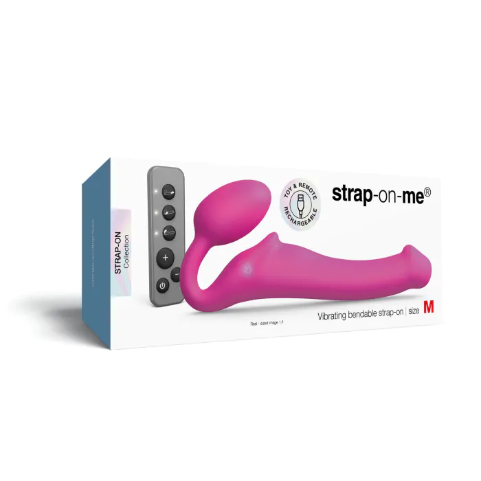 Безремінний страпон з вібрацією Strap-On-Me Vibrating Fuchsia M — фото 6