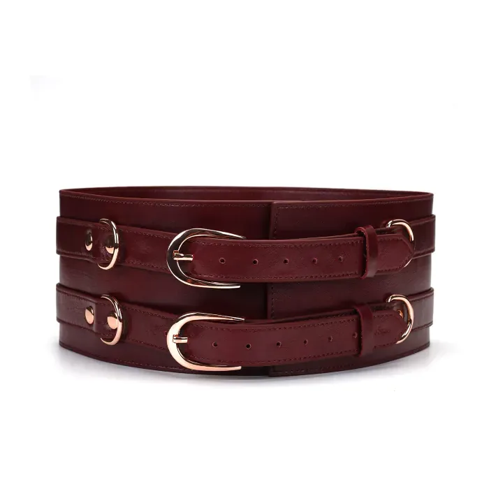 Шкіряний пояс для бондажу Liebe Seele Wine Red Waist Cuff M