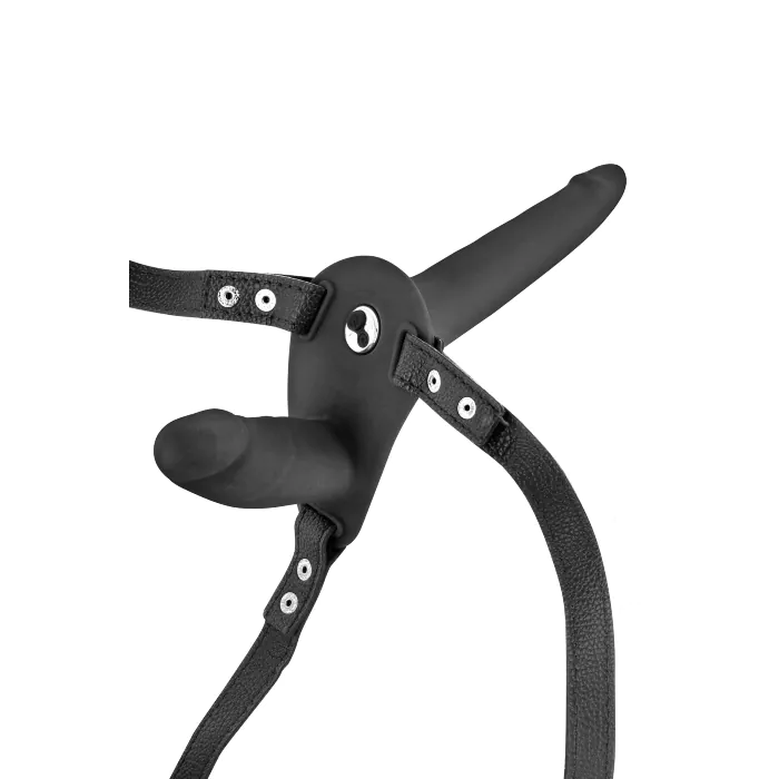 Подвійний страпон з вібрацією Fetish Tentation Vibrating Strap-On — фото 3