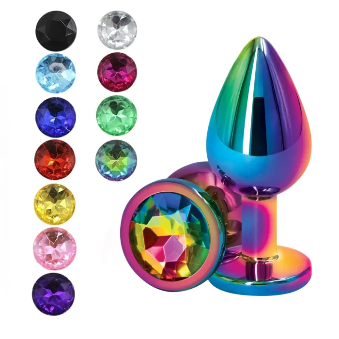 Анальна пробка металева Baby XXX Multicolor М з кристалом