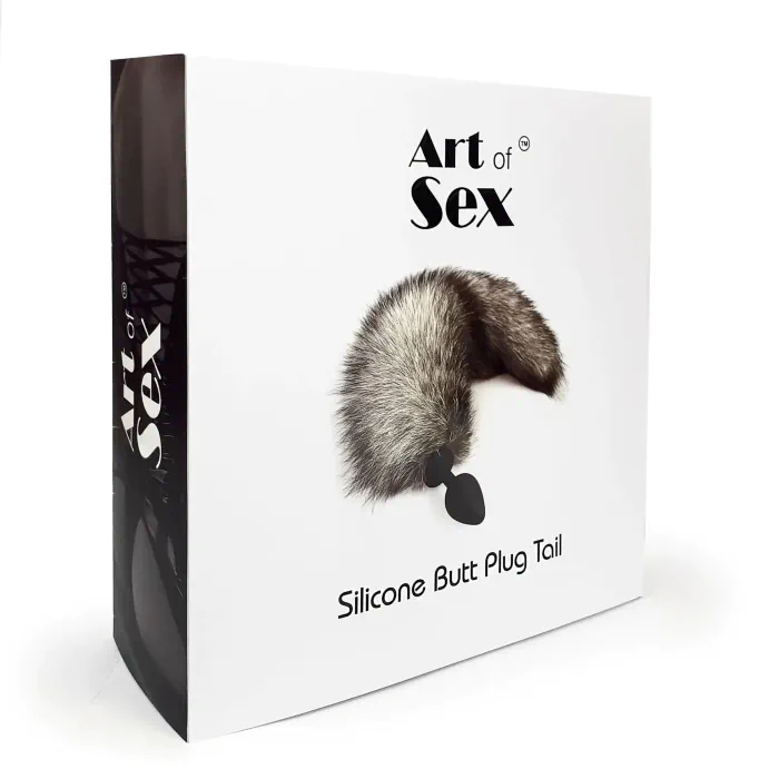Силіконова анальна пробка Art of Sex Artctic Fox з хвостом із натурального хутра розмір М — фото 4