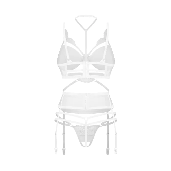 Комплект Obsessive Premisis White 3-pcs crotchless set — фото 2