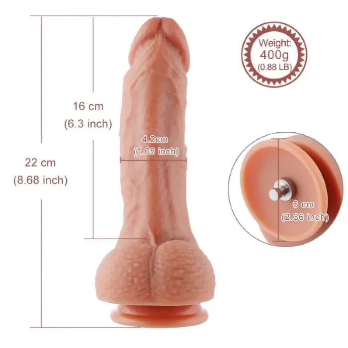 Ультрареалістичний фалоімітатор для секс-машин Hismith 8.3″ 2-layers Silicone Flesh Dildo — фото 7