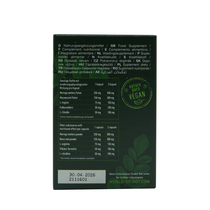 Капсули HOT BIO Moringa Man Power Caps для чоловіків 60 шт — фото 3