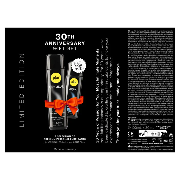 Ювілейний набір лубрикантів pjur 30th Anniversary Gift Set: Original 100 мл та Aqua 30 мл — фото 4