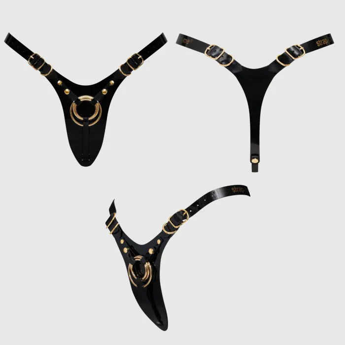 Трусики для страпона Strap-On-Me Leatherette Harness Fabulous One Size Black Glossy — фото 6