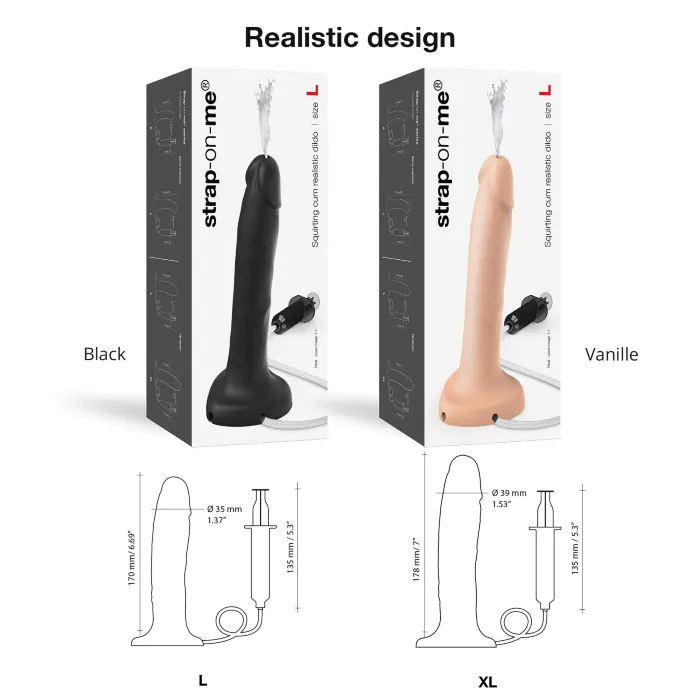 Фалоімітатор, що кінчає Strap-On-Me Squirting Cum Dildo Realistic Black XL — фото 5
