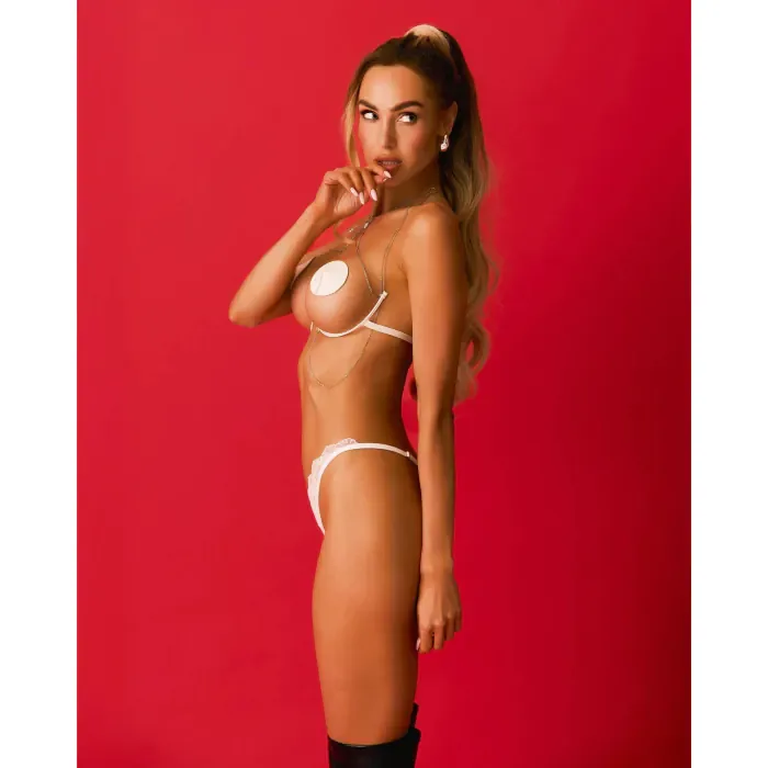 Прикраса на тіло Obsessive Lustique White harness bra S/M/L — фото 6