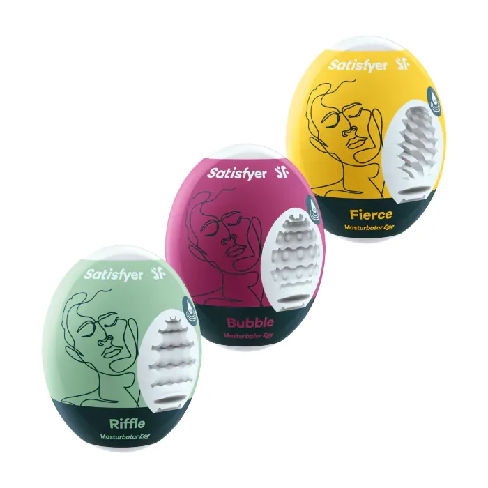 Набір мастурбаторів Satisfyer Egg 3er Set Riffle Bubble Fierce — фото 3