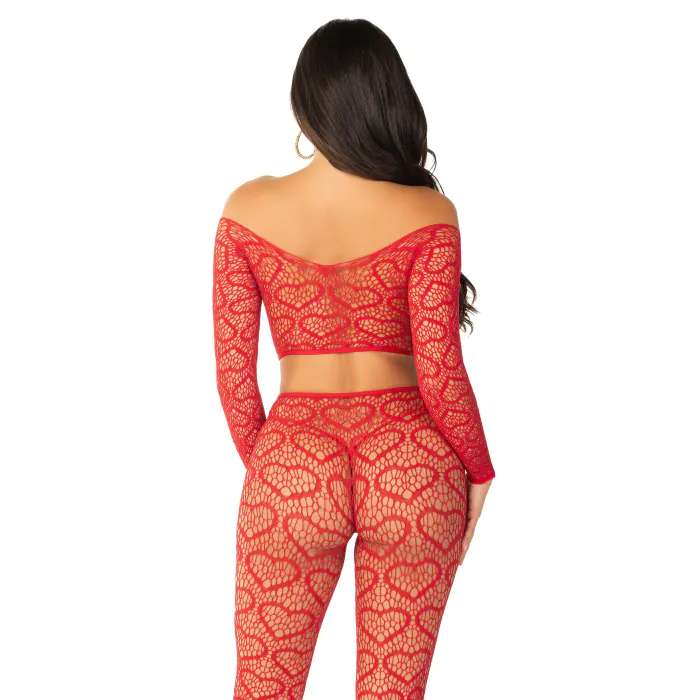 Комплект Leg Avenue Off The Shoulder Top and Footless Tights One Size Red — фото 2
