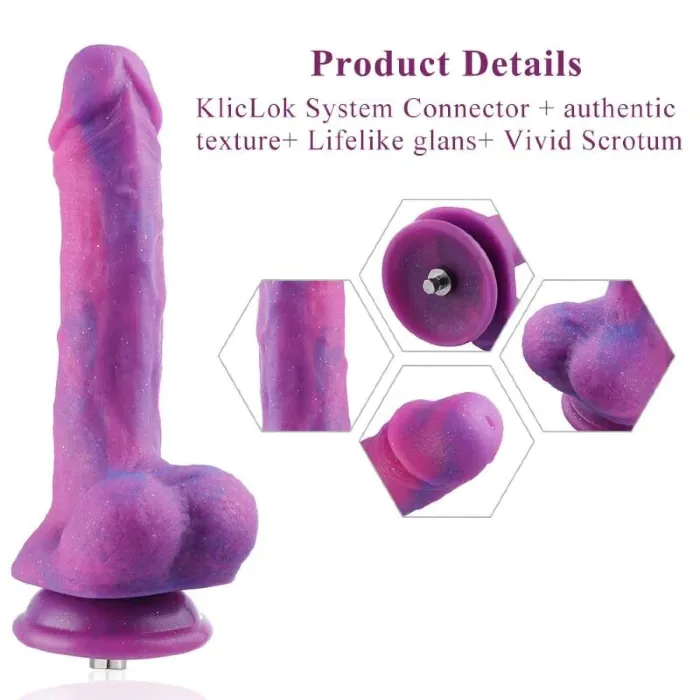 Фалоімітатор 8.2″ з вібрацією для секс-машин Hismith Purple Silicone Dildo with Vibe — фото 4