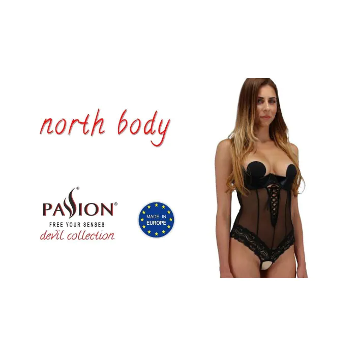Боді з відкритими грудьми NORTH BODY black XXL/XXXL - Passion Exclusive — фото 3