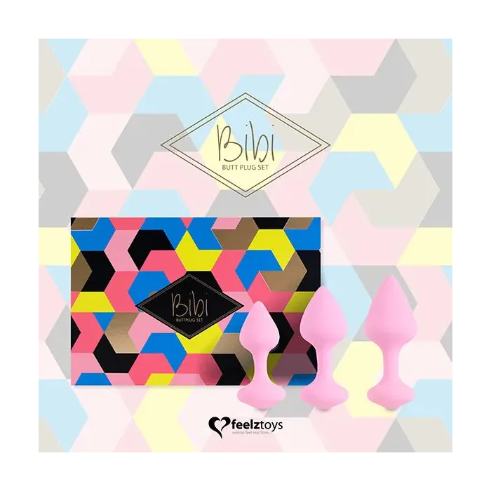 Набір силіконових анальних пробок FeelzToys - Bibi Butt Plug Set 3 pcs Pink — фото 4