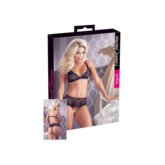 Комплект Bra and Crotchless Briefs Orion Black — фото 4