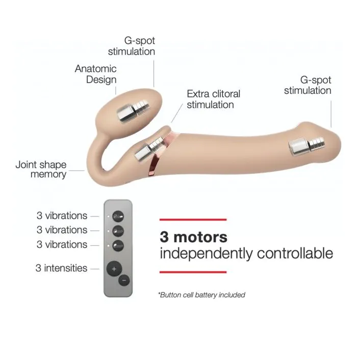 Безремневий страпон із вібрацією Strap-On-Me Vibrating Flesh L — фото 3