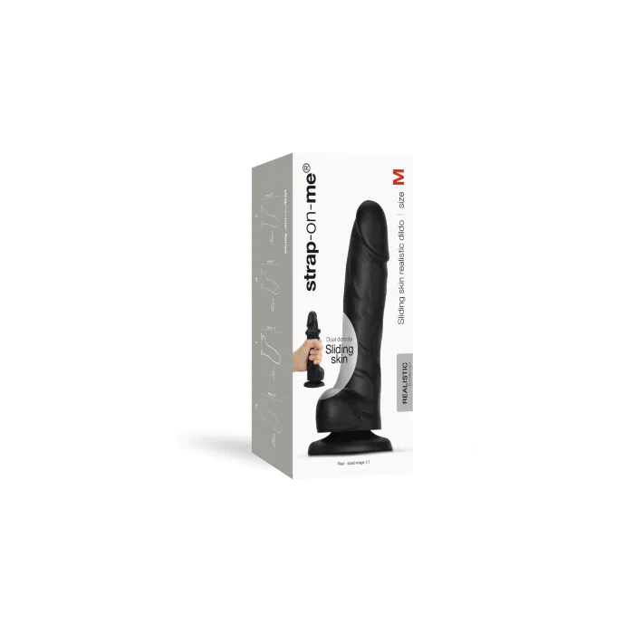 Реалістичний фалоімітатор Strap-On-Me Sliding Realistic Skin Dildo Black M — фото 8