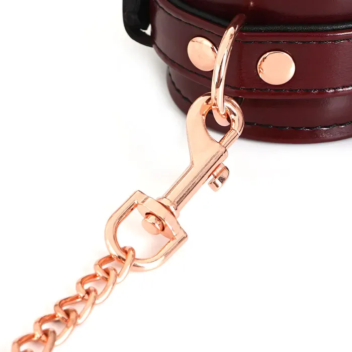 Шкіряні наручники Liebe Seele Wine Red Wrist Cuffs — фото 6