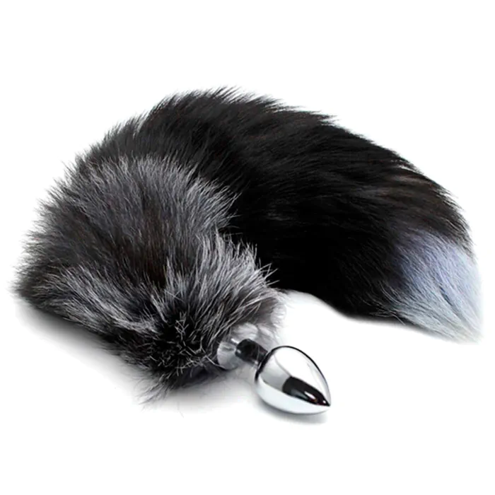 Анальна пробка Alive Black And White Fox Tail M — фото 2