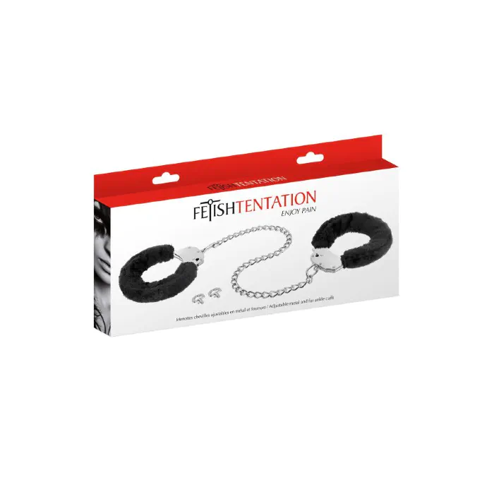 Поножі Fetish Tentation Adjustable metal and fur ankle cuffs — фото 4