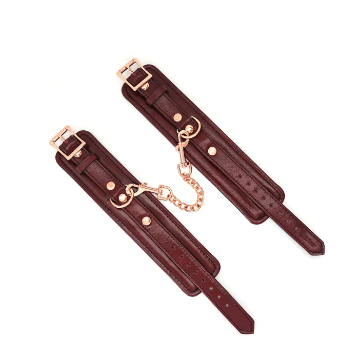 Шкіряні наручники Liebe Seele Wine Red Wrist Cuffs — фото 3