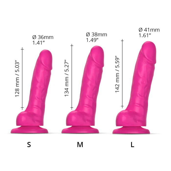 Реалістичний фалоімітатор Strap-On-Me Sliding Skin Realistic Dildo Fuchsia M — фото 4