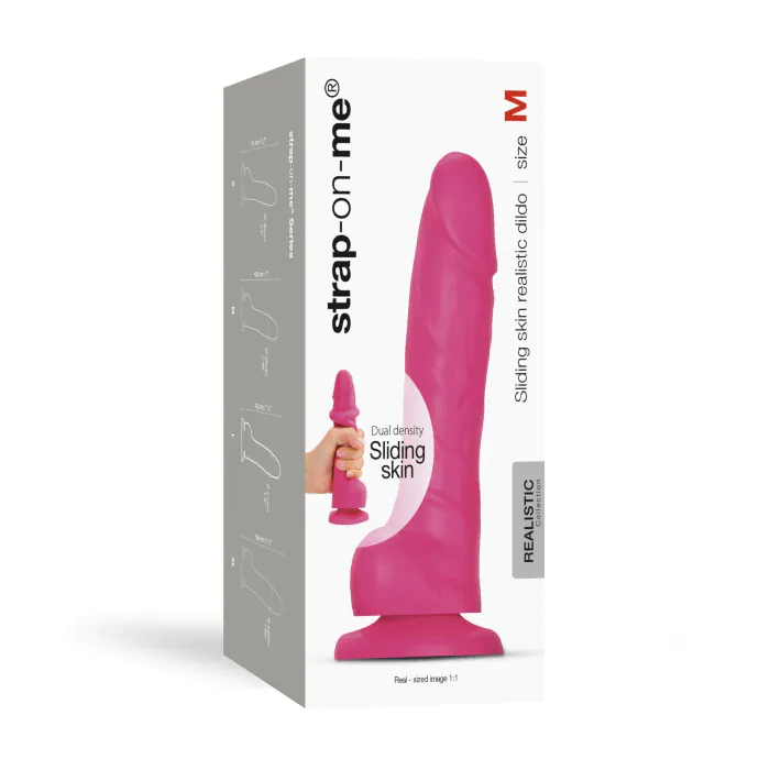 Реалістичний фалоімітатор Strap-On-Me Sliding Skin Realistic Dildo Fuchsia M — фото 7