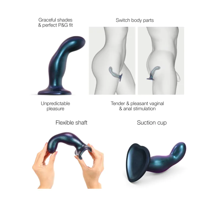 Дилдо Strap-On-Me Dildo Plug Snaky Metallic Blue M — фото 4