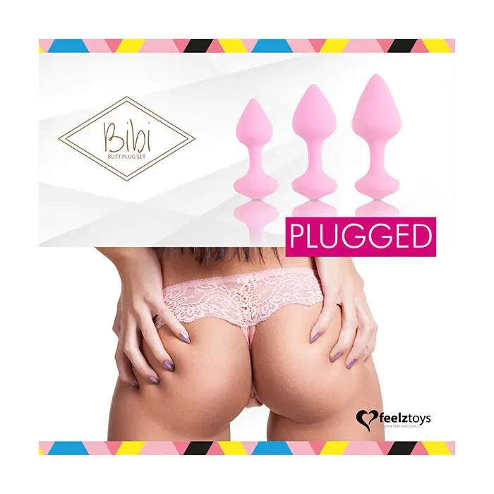 Набір силіконових анальних пробок FeelzToys - Bibi Butt Plug Set 3 pcs Pink — фото 5