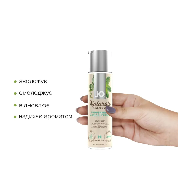 Масажне масло JO Naturals Peppermint & Eucalyptus 120 мл — фото 3