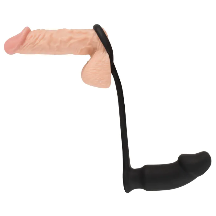 Анальна пробка Black Velvets Vibrating Ring + Plug — фото 7
