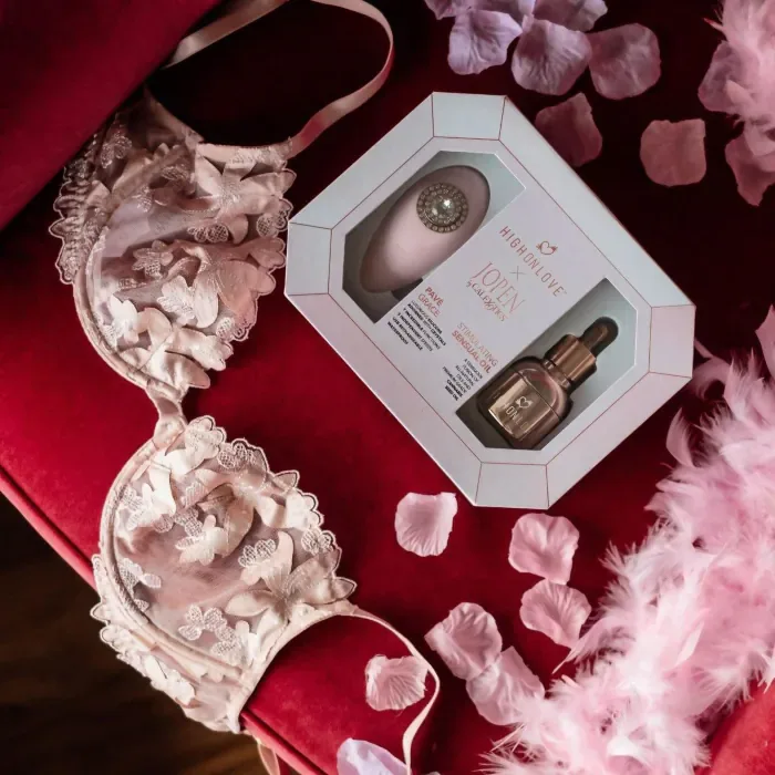 Подарунковий набір HighOnLove & JOPEN Objects of Desire краплі для клітора та вібратор з кристалами — фото 2