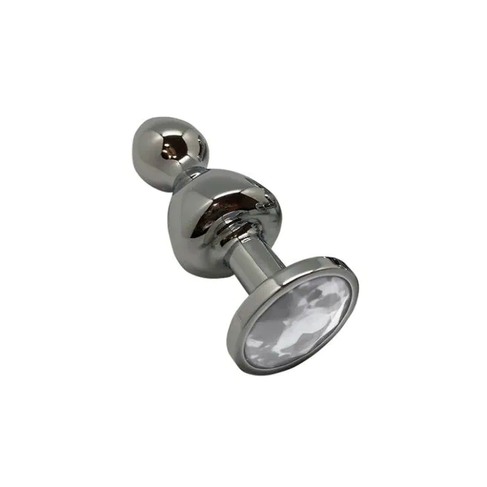Металева анальна пробка Wooomy Lollypop Double Ball Metal Plug S
